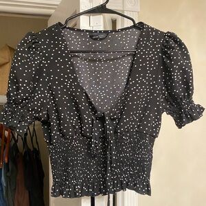 Cropped Polka Dot Blouse from shein